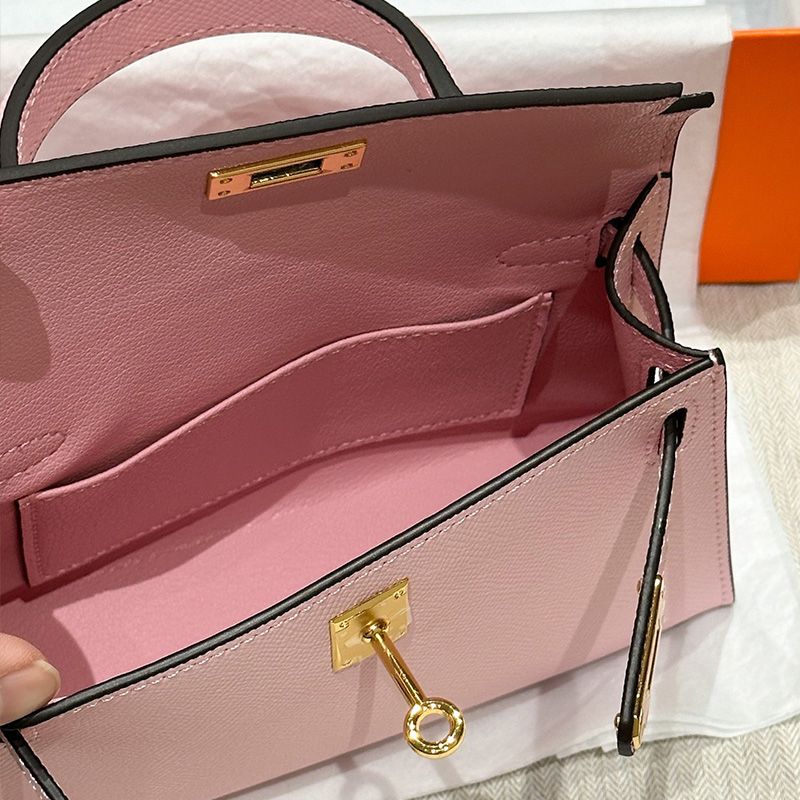 Hermes Mini Kelly II Bag Epsom Leather Gold Hardware In Pink