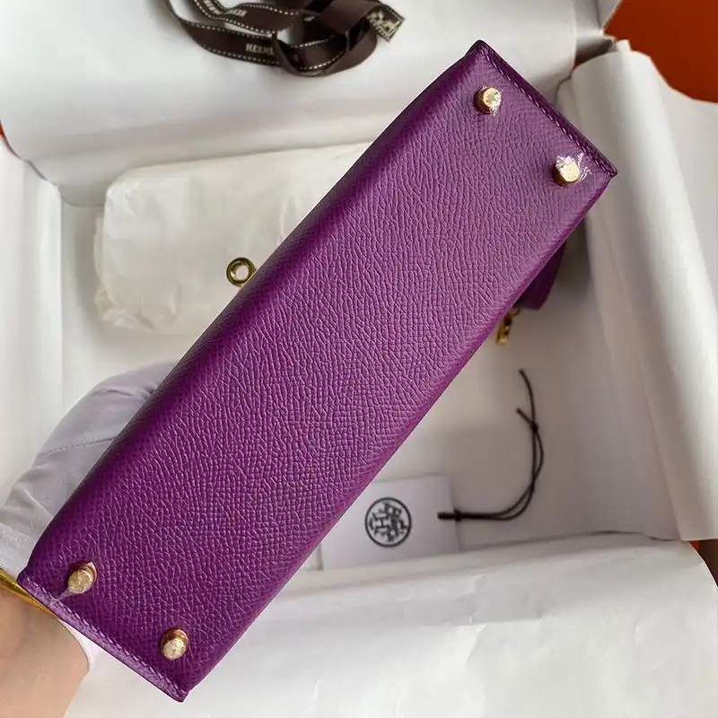 Affordable Hermes Mini Kelly II Bag Epsom Leather Gold Hardware In Purple