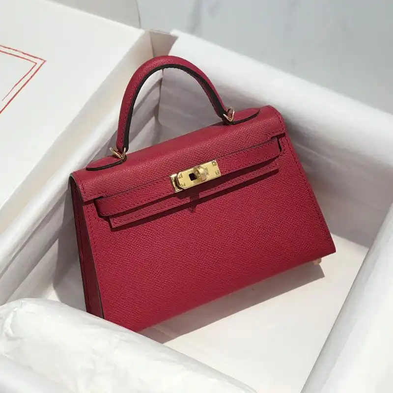 Hermes Mini Kelly II Bag Epsom Leather Gold Hardware In Red