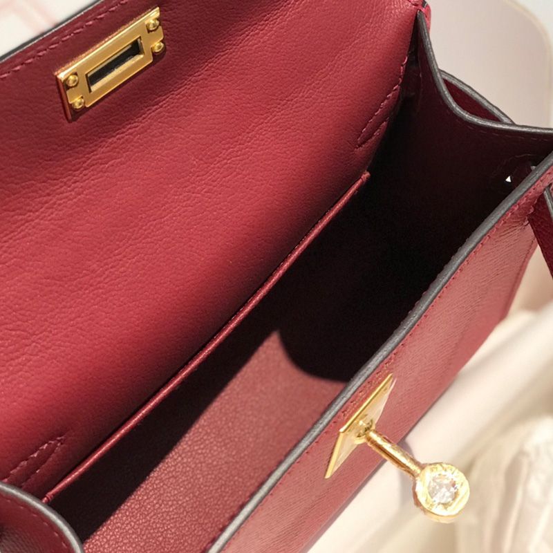 Hermes Mini Kelly II Bag Epsom Leather Gold Hardware In Red