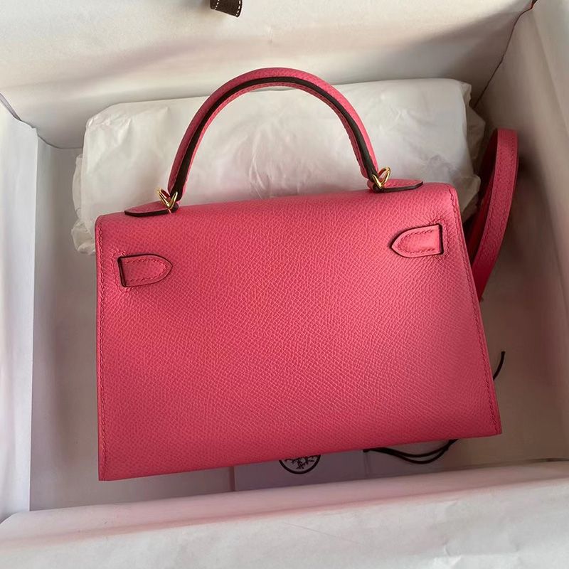 Hermes Mini Kelly II Bag Epsom Leather Gold Hardware In Rose