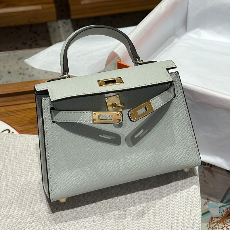 Hermes Mini Kelly II Bag Epsom Leather Gold Hardware In Sky Blue