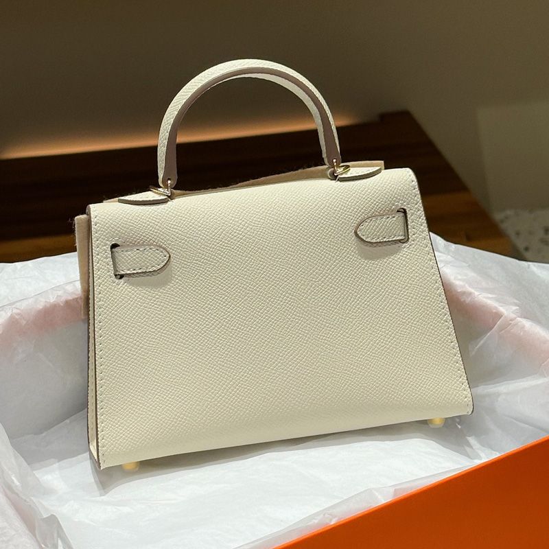 Hermes Mini Kelly II Bag Epsom Leather Gold Hardware In White