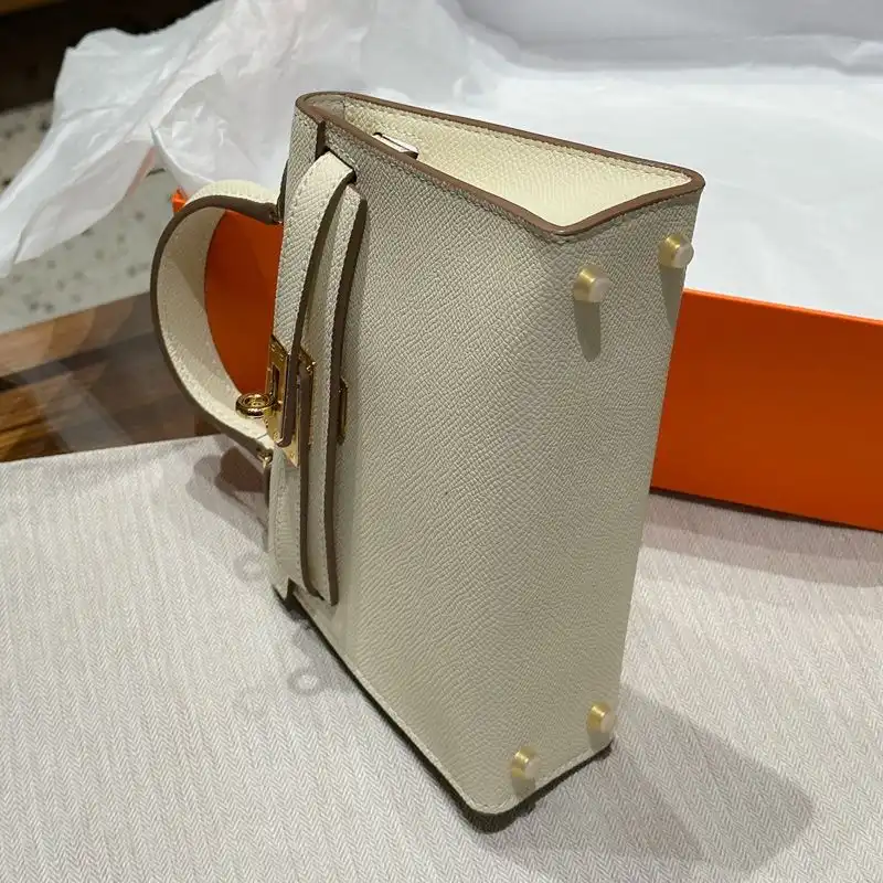 Affordable Hermes Mini Kelly II Bag Epsom Leather Gold Hardware In White