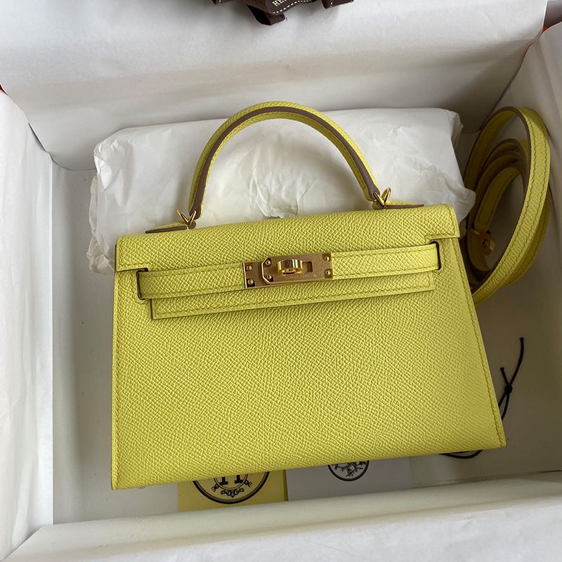 Hermes Mini Kelly II Bag Epsom Leather Gold Hardware In Yellow