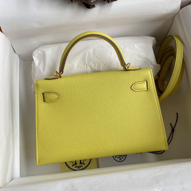 Hermes Mini Kelly II Bag Epsom Leather Gold Hardware In Yellow