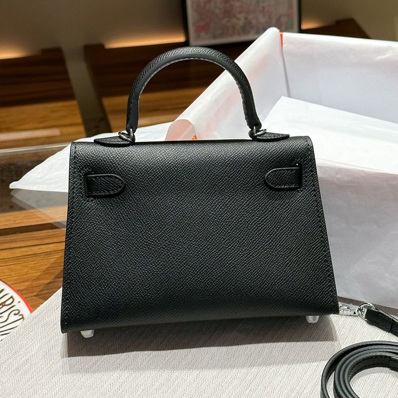 Hermes Mini Kelly II Bag Epsom Leather Palladium Hardware In Black