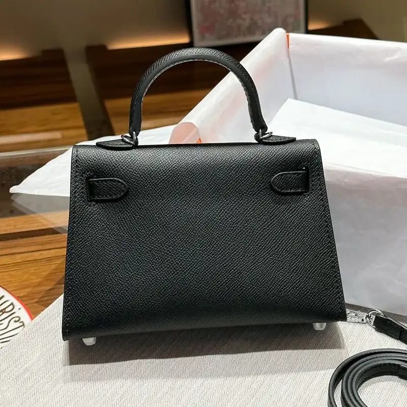 Affordable Hermes Mini Kelly II Bag Epsom Leather Palladium Hardware In Black