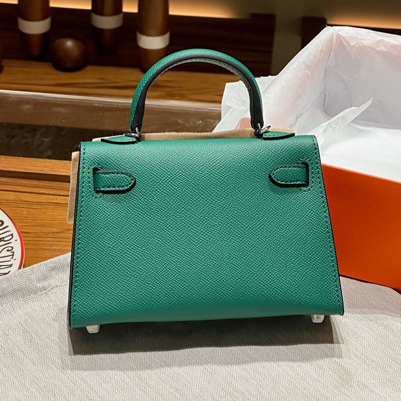 Hermes Mini Kelly II Bag Epsom Leather Palladium Hardware In Green