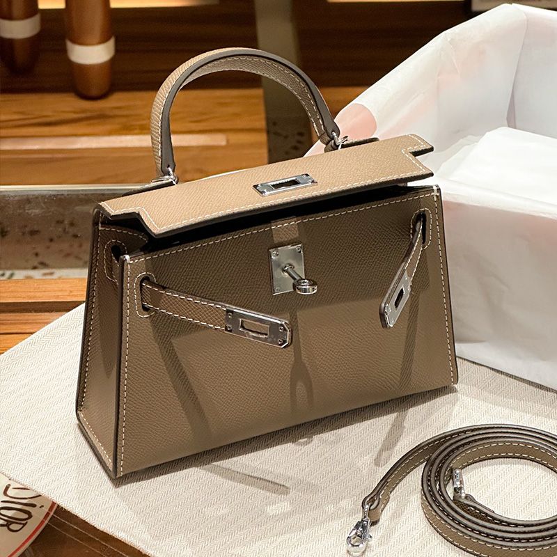 Hermes Mini Kelly II Bag Epsom Leather Palladium Hardware In Khaki