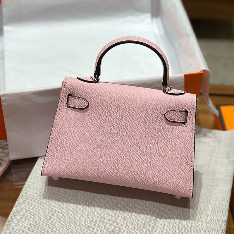 Hermes Mini Kelly II Bag Epsom Leather Palladium Hardware In Pink