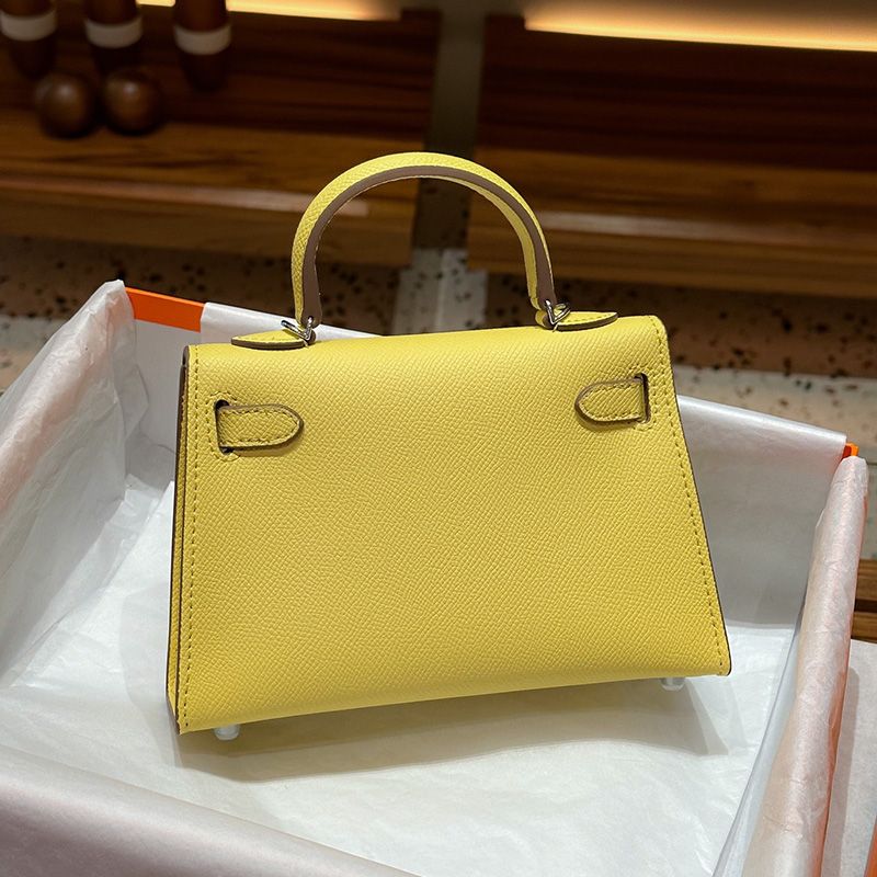 Hermes Mini Kelly II Bag Epsom Leather Palladium Hardware In Yellow