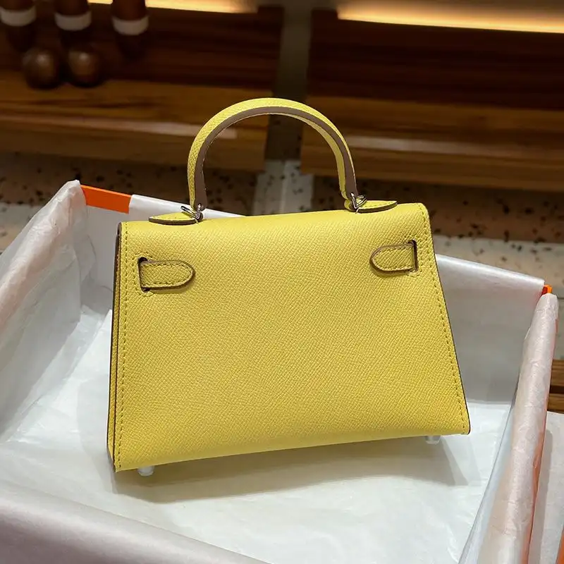 Affordable Hermes Mini Kelly II Bag Epsom Leather Palladium Hardware In Yellow