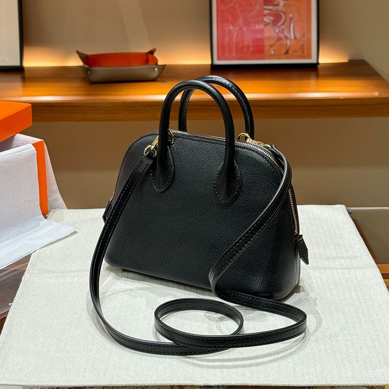 Hermes Mini Bolide Bag Chevre Leather Gold Hardware In Black