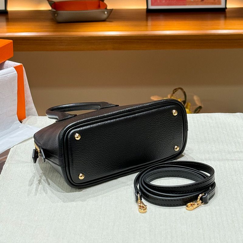 Hermes Mini Bolide Bag Chevre Leather Gold Hardware In Black