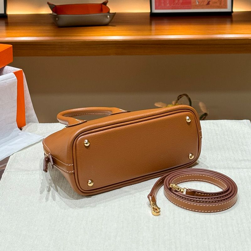 Hermes Mini Bolide Bag Chevre Leather Gold Hardware In Brown