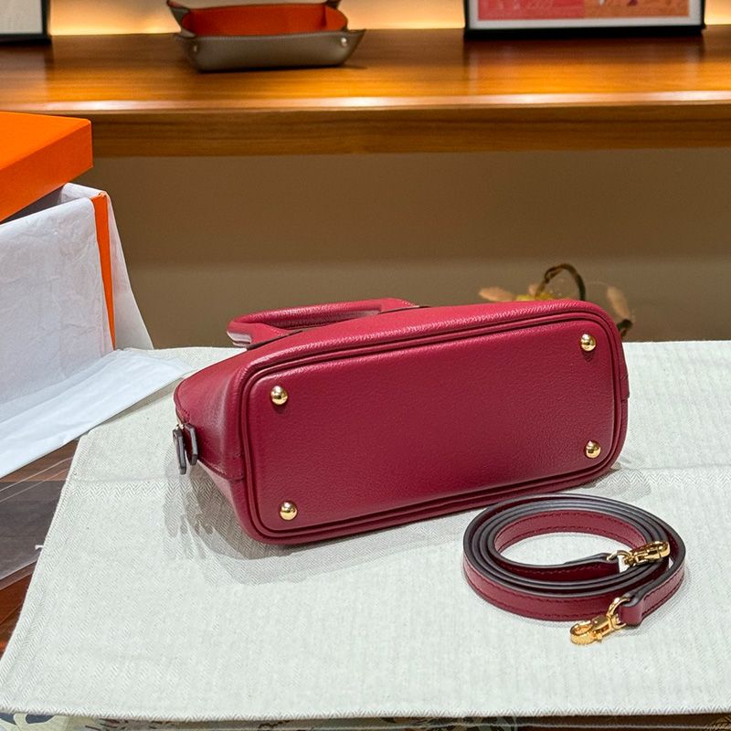 Hermes Mini Bolide Bag Chevre Leather Gold Hardware In Red