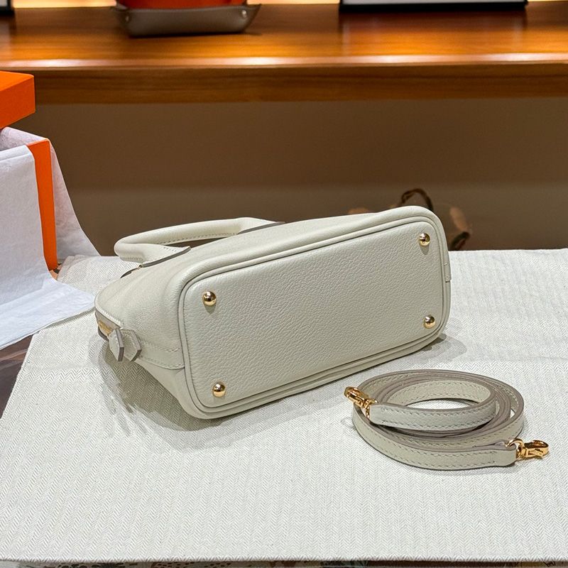 Hermes Mini Bolide Bag Chevre Leather Gold Hardware In White