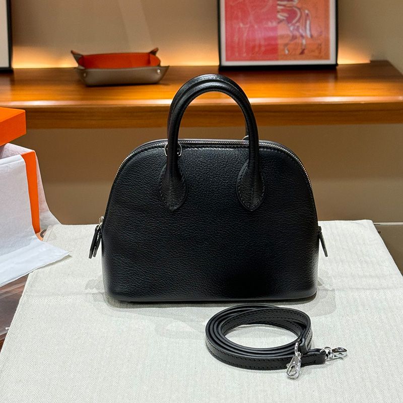 Hermes Mini Bolide Bag Chevre Leather Palladium Hardware In Black