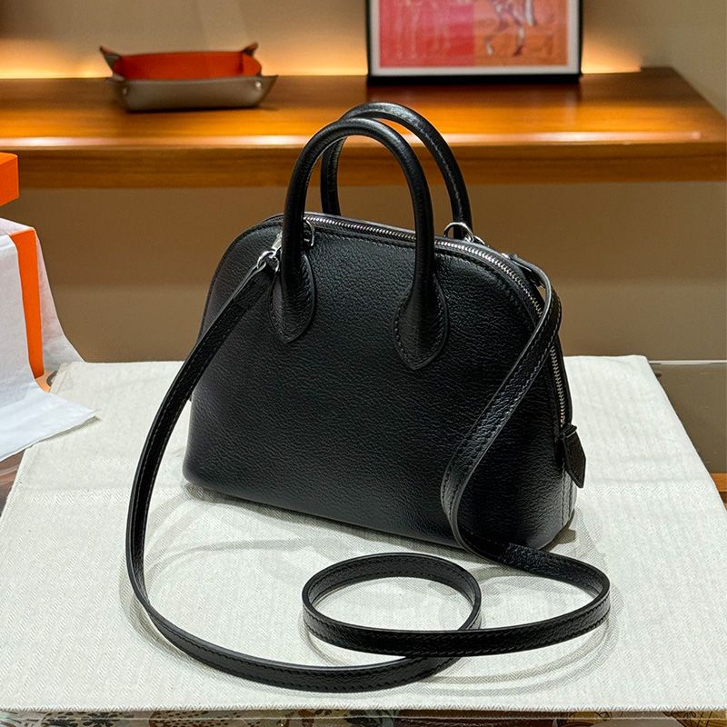 Hermes Mini Bolide Bag Chevre Leather Palladium Hardware In Black