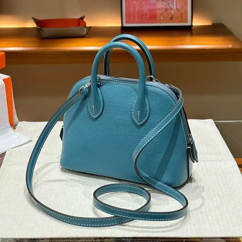 Affordable Hermes Mini Bolide Bag Chevre Leather Palladium Hardware In Blue