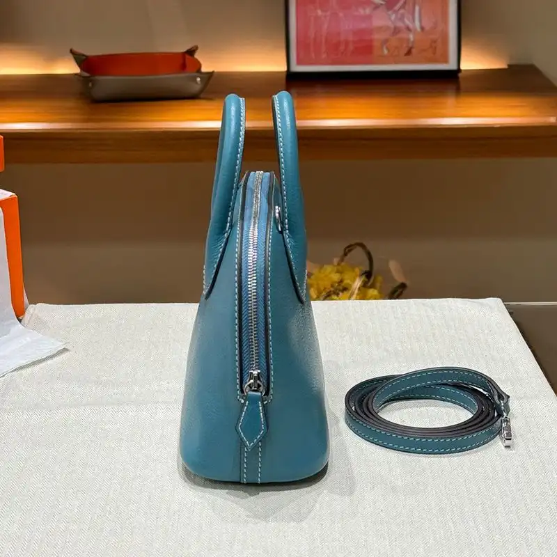 Affordable Hermes Mini Bolide Bag Chevre Leather Palladium Hardware In Blue