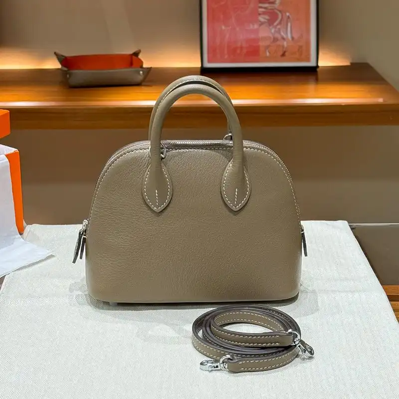 Affordable Hermes Mini Bolide Bag Chevre Leather Palladium Hardware In Khaki