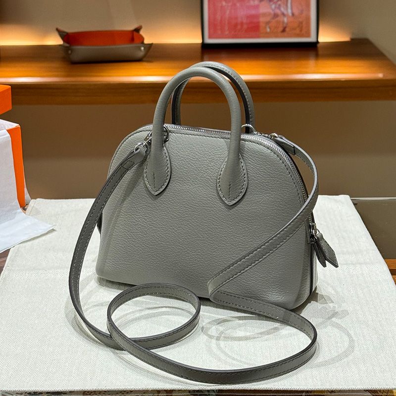 Hermes Mini Bolide Bag Chevre Leather Palladium Hardware In Marble