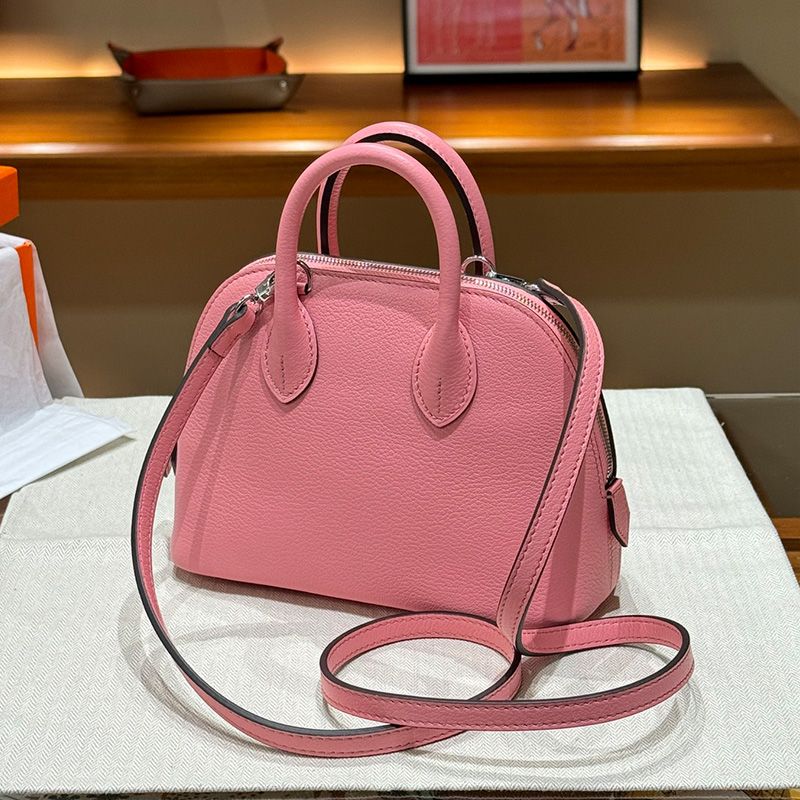 Hermes Mini Bolide Bag Chevre Leather Palladium Hardware In Pink