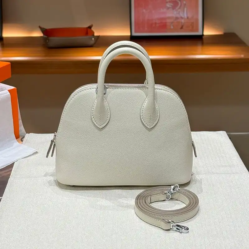 Affordable Hermes Mini Bolide Bag Chevre Leather Palladium Hardware In White