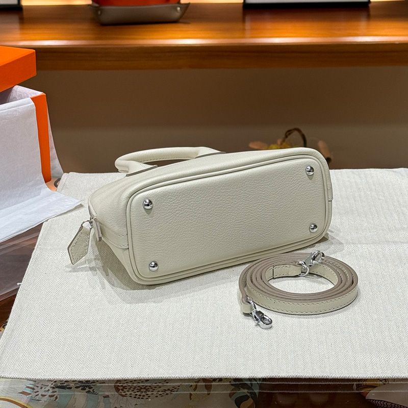 Hermes Mini Bolide Bag Chevre Leather Palladium Hardware In White