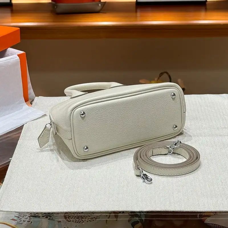 Affordable Hermes Mini Bolide Bag Chevre Leather Palladium Hardware In White