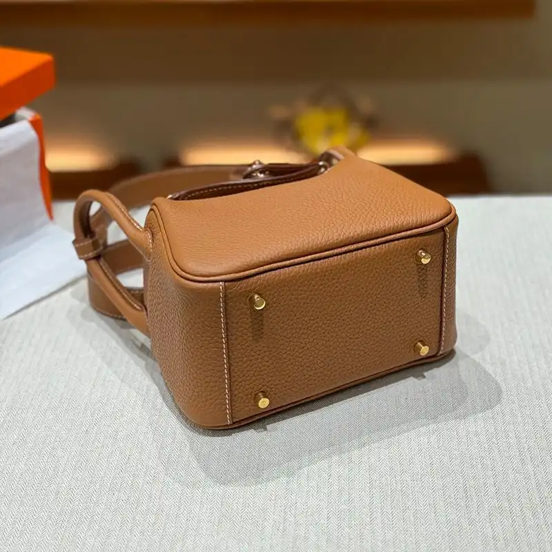 Affordable Hermes Mini Lindy Bag Togo Leather Gold Hardware In Brown