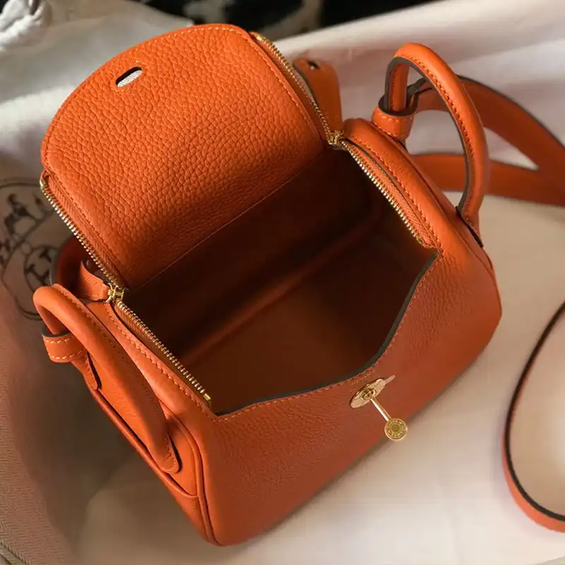 Cheap Hermes Mini Lindy Bag Togo Leather Gold Hardware In Orange