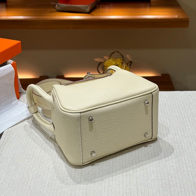 Hermes Mini Lindy Bag Togo Leather Palladium Hardware In White