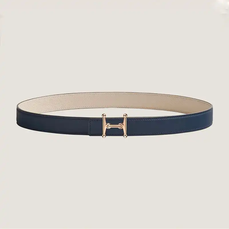 Hermes Mors H 24 Reversible Belt Leather In Blue White