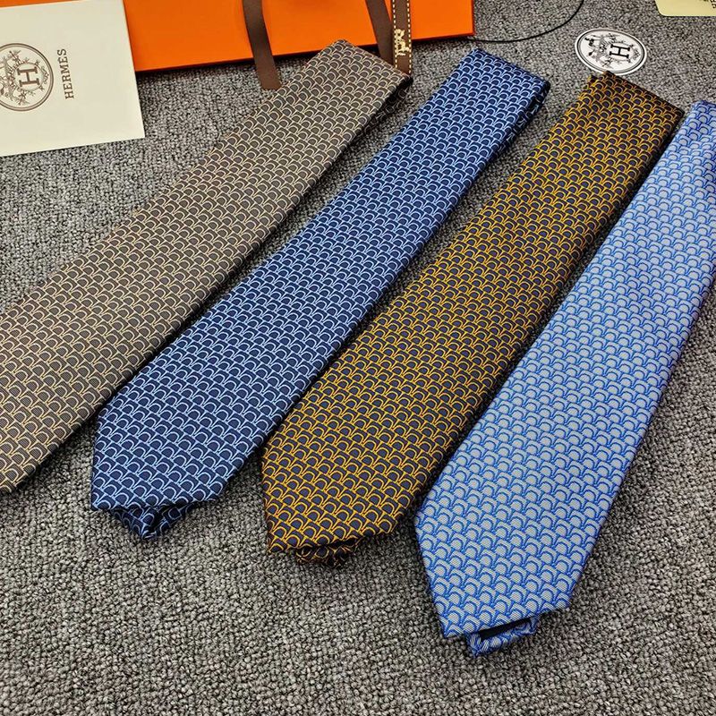 Hermes Mors Tricolore Tie In Blue