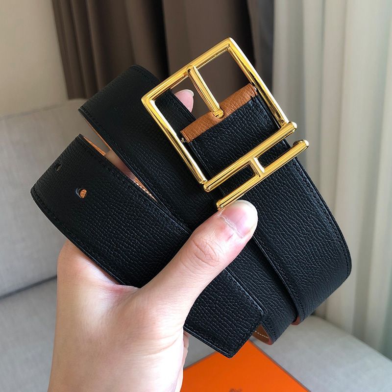 Hermes Nathan 40 Belt Togo Leather In Black Brown