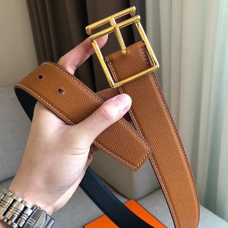 Hermes Nathan 40 Belt Togo Leather In Black Brown