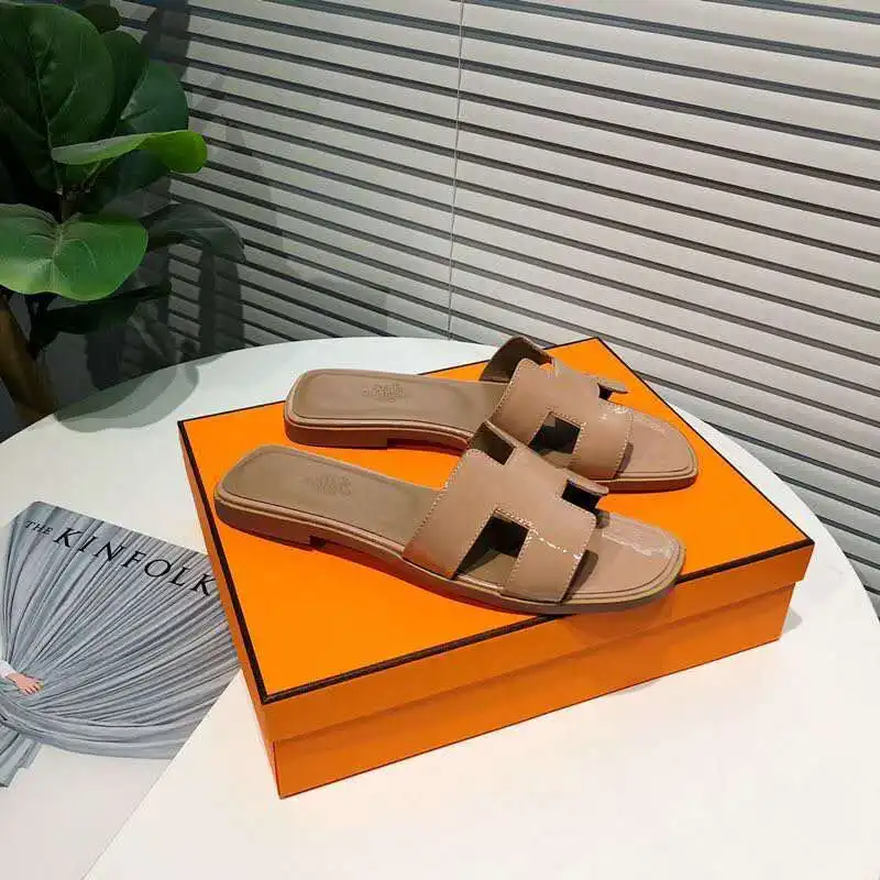 Affordable Hermes Oran Slides Women Nappa Leather In Nude