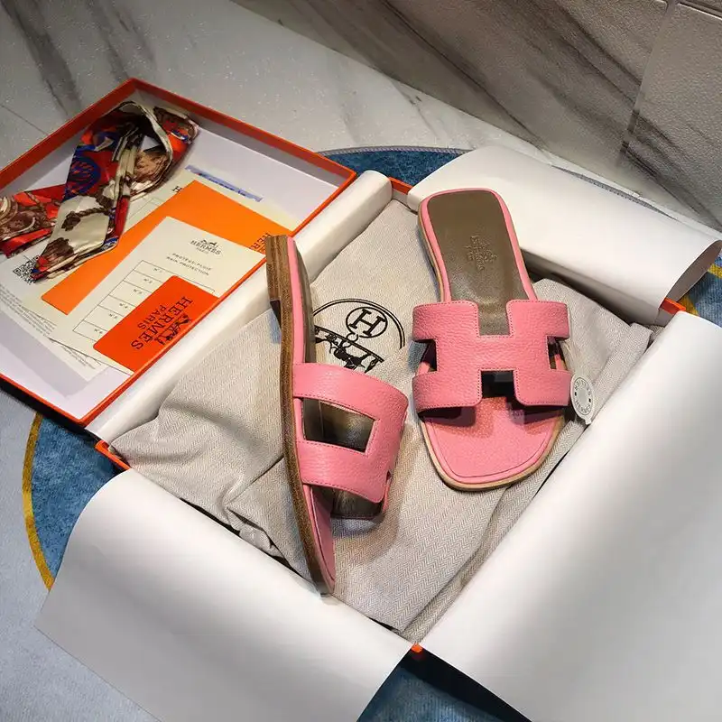 Affordable Hermes Oran Slides Women Calf Leather In Pink