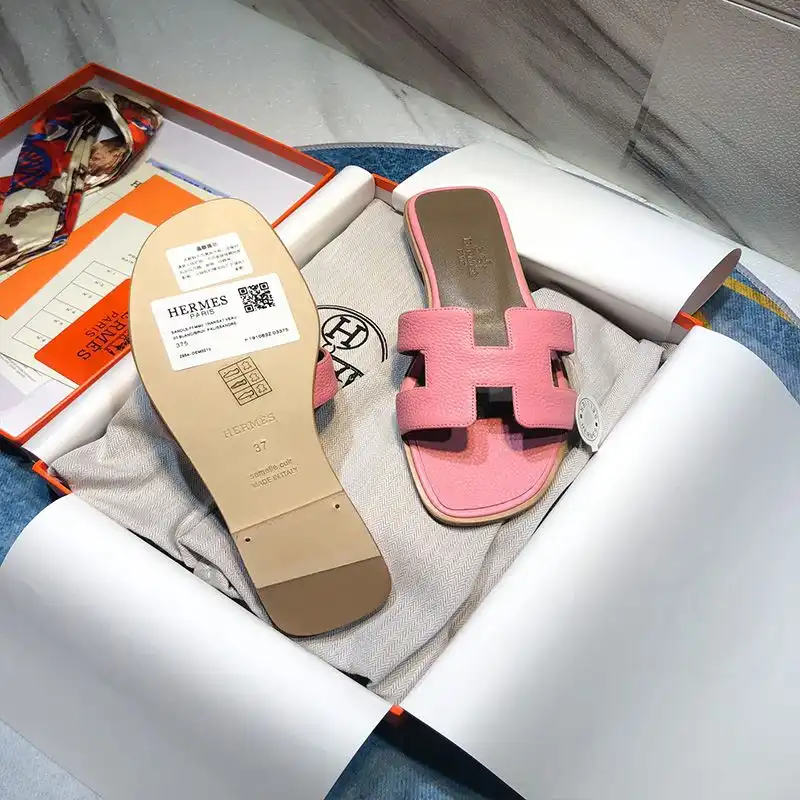 Affordable Hermes Oran Slides Women Calf Leather In Pink