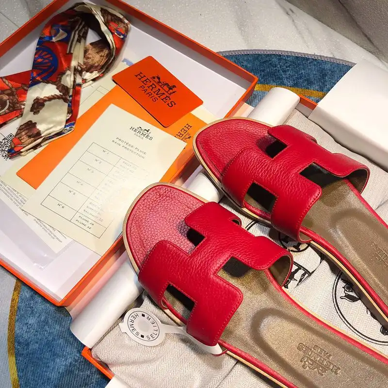 Affordable Hermes Oran Slides Women Calf Leather In Red