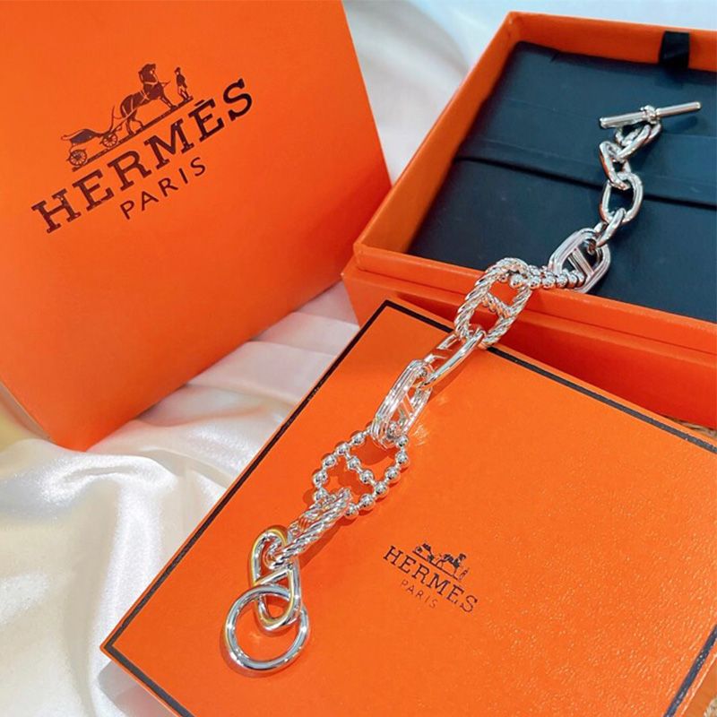 Hermes Parade Chain Bracelets In Silver