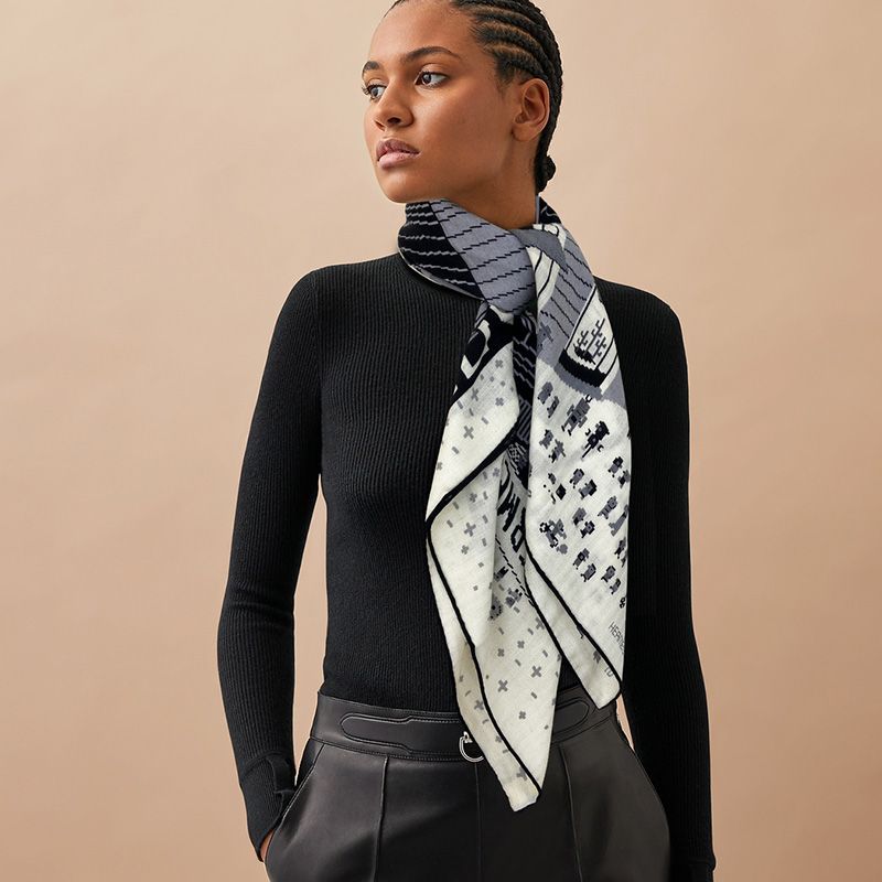 Hermes Parcours Sans Faute Scarf 100 In White