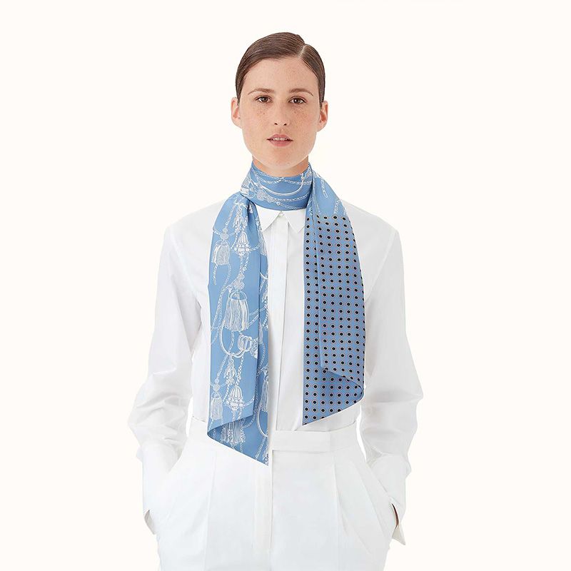 Hermes Passementerie Maxi-twilly Cut In Light Blue