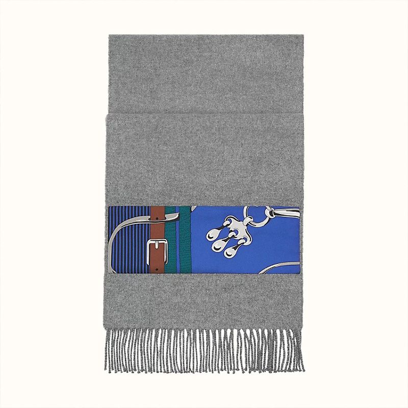 Hermes Patch De Soie Scarf In Grey