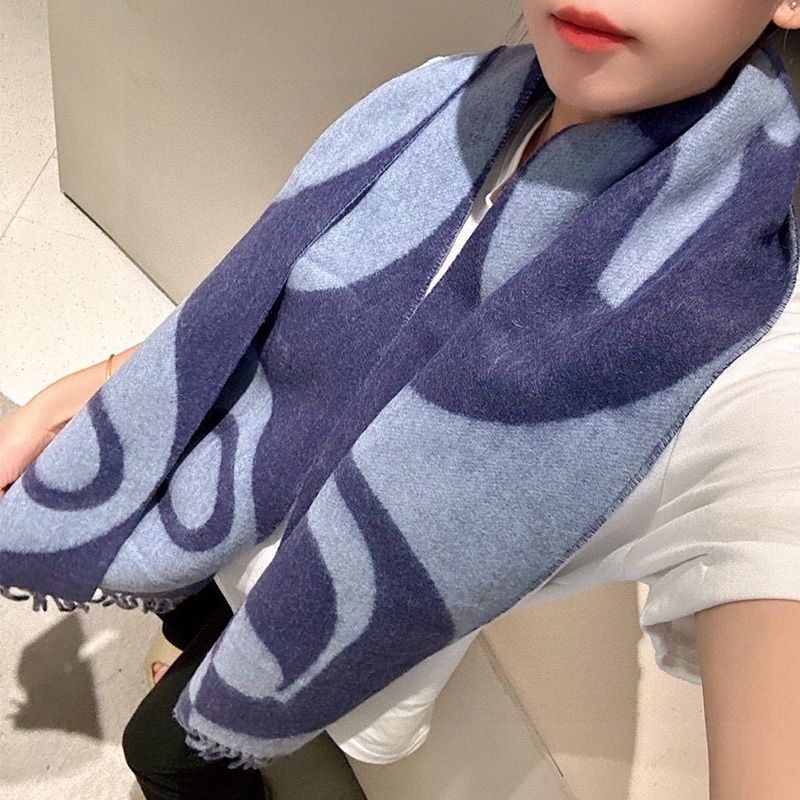 Hermes Patterned Stole In Blue