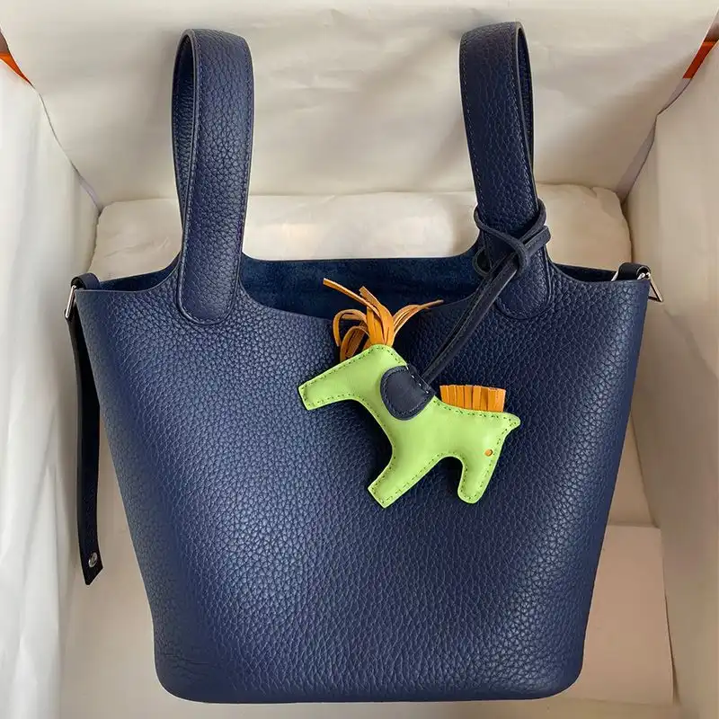 Affordable Hermes Picotin Lock Bag Clemence Leather Gold Palladium Hardware In Navy Blue