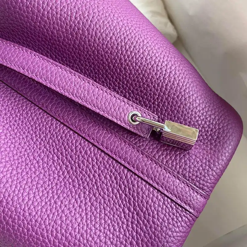 Cheap Hermes Picotin Lock Bag Clemence Leather Gold Palladium Hardware In Purple